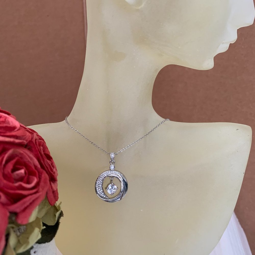 NWOT Silver Tone and Cubic Zirconia Necklace